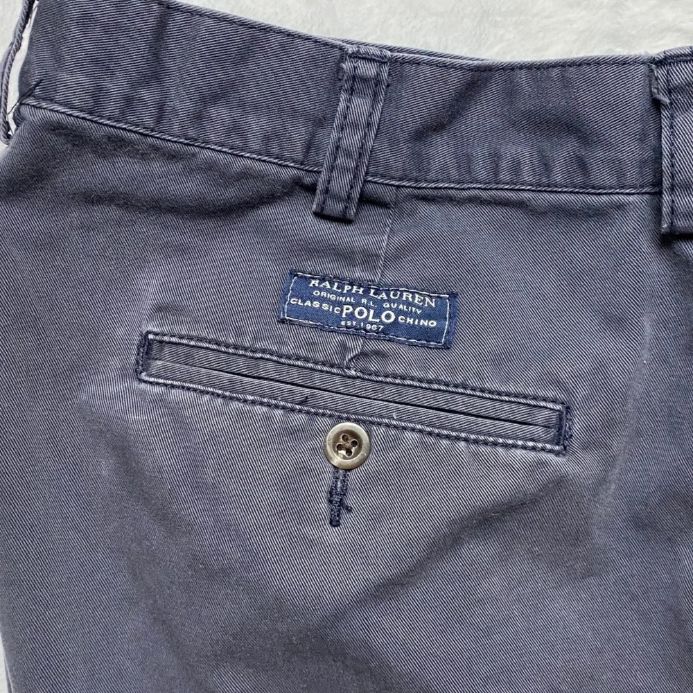 Polo Ralph Lauren‎ Tyler Short Mens Navy Pleated Classic Chino Shorts Cotton 35